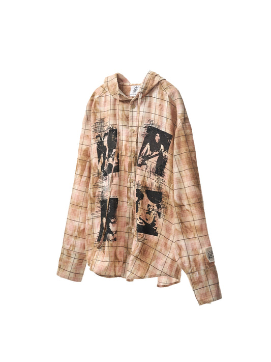 Stain Plaid Hooded Shirt