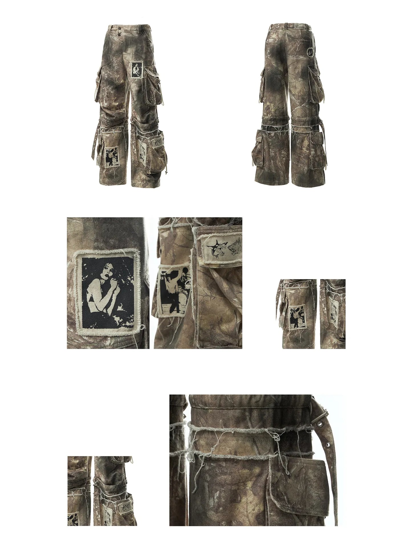 Baggy Cargo Pants with Strap detail
