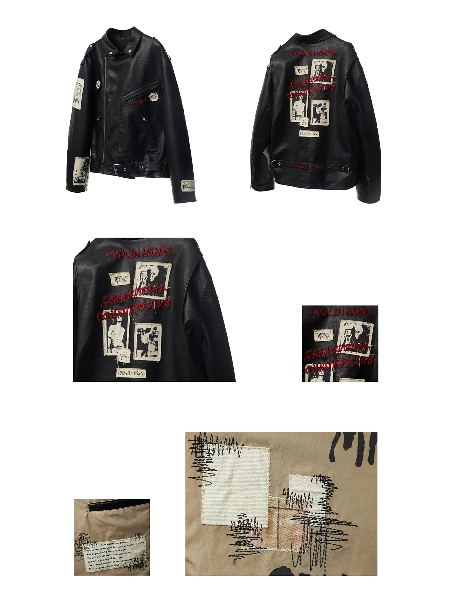 Punk Embroidered Leather Jacket