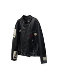Punk Embroidered Leather Jacket
