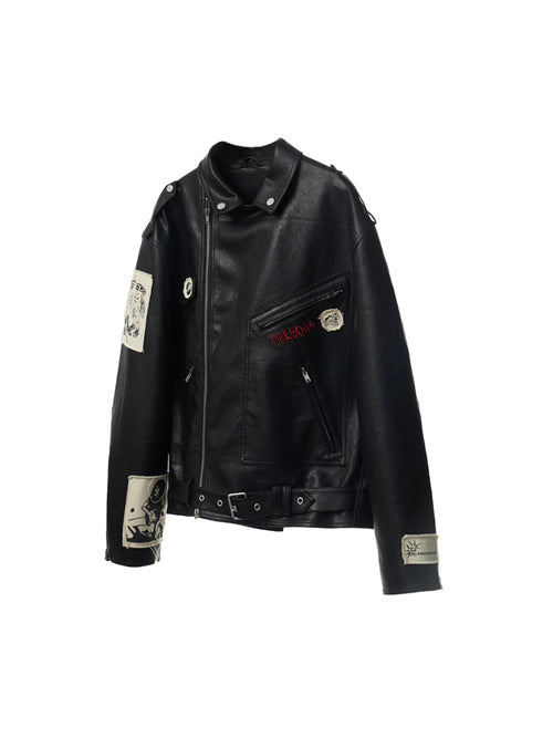 Punk Embroidered Leather Jacket – EMOBROTHER