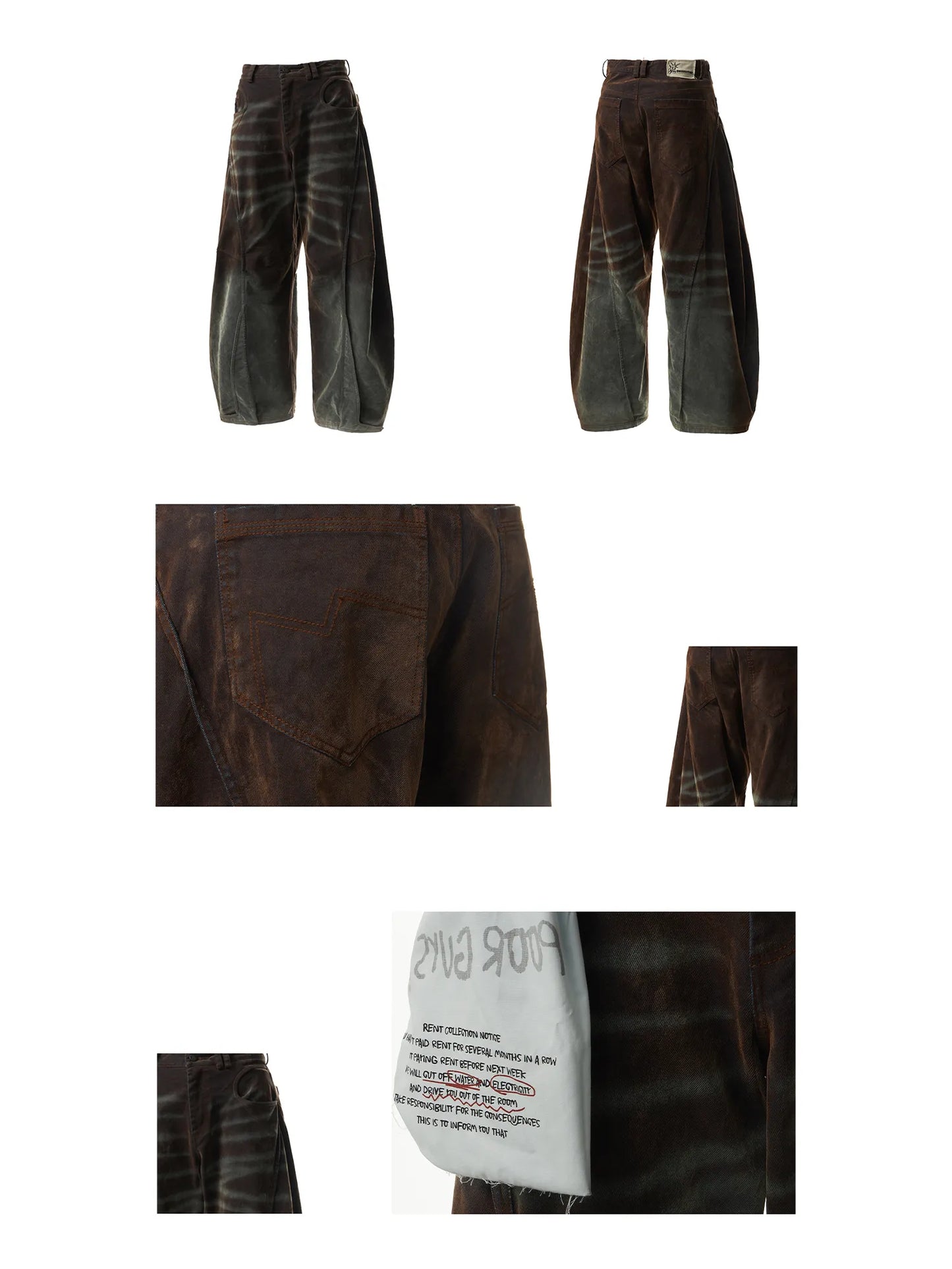 Brown Washed  Baggy Jeans Detail