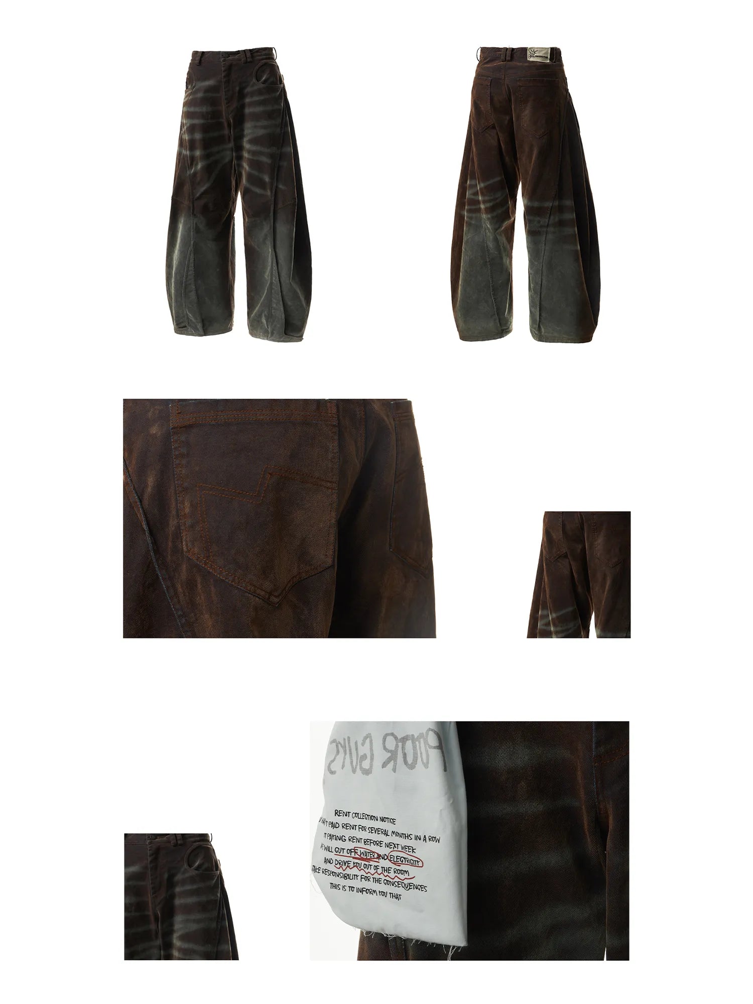 Brown Washed  Baggy Jeans Detail