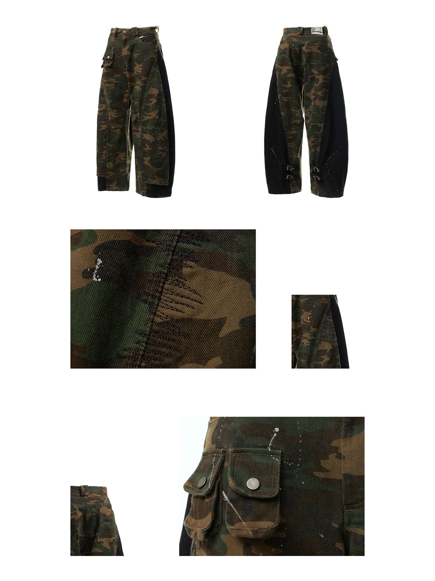 Camo Panel Baggy Cargo Pants Detail