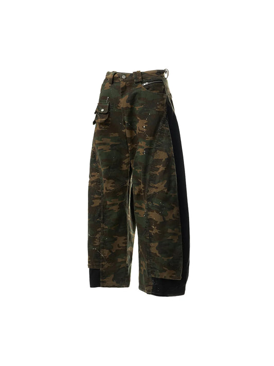 Camo Panel Baggy Cargo Pants