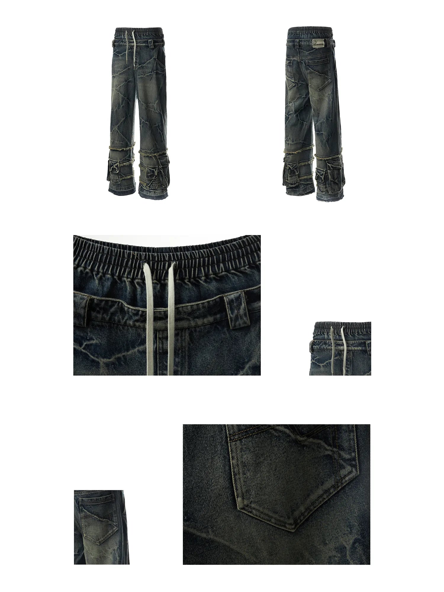 Double Waistband Cargo Jeans Detail