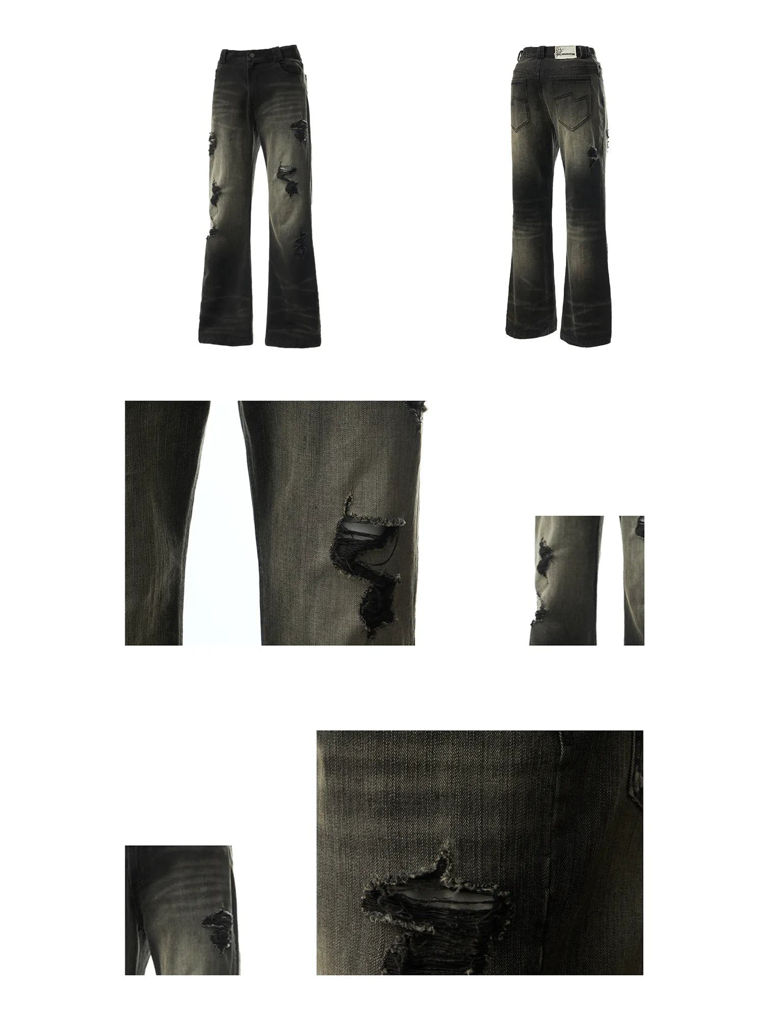 Black Distressed Flared Jeans detail