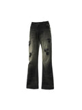 Black Distressed Flared Jeans
