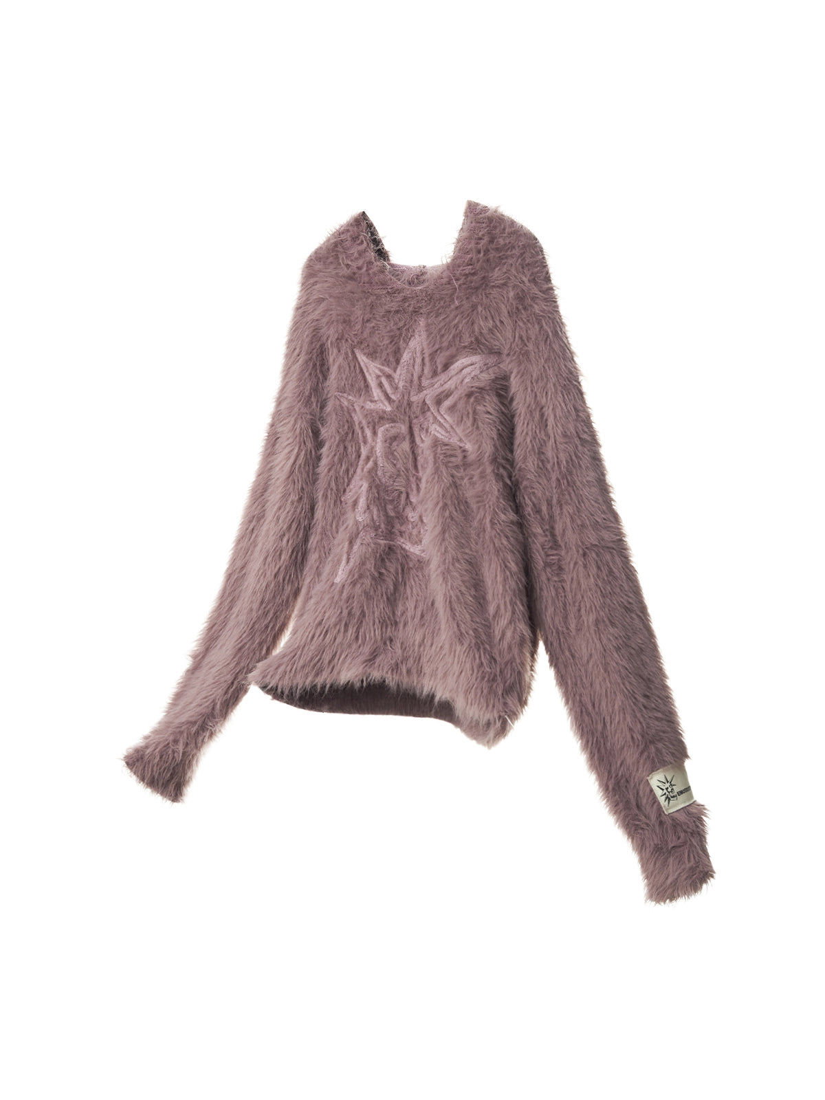 Fluffy Embroidered Hooded Knit Sweater