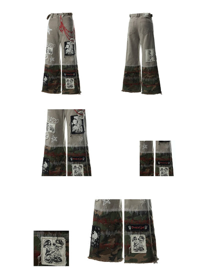 Graffiti  Print Cargo Pants Detail