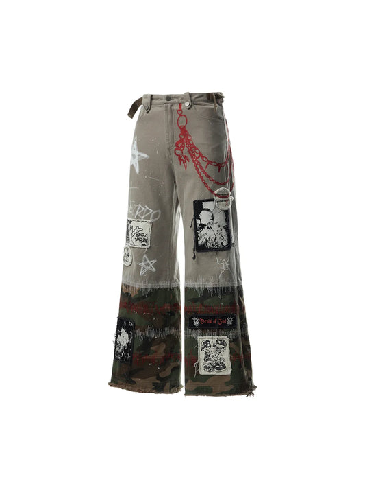 Graffiti  Print Cargo Pants