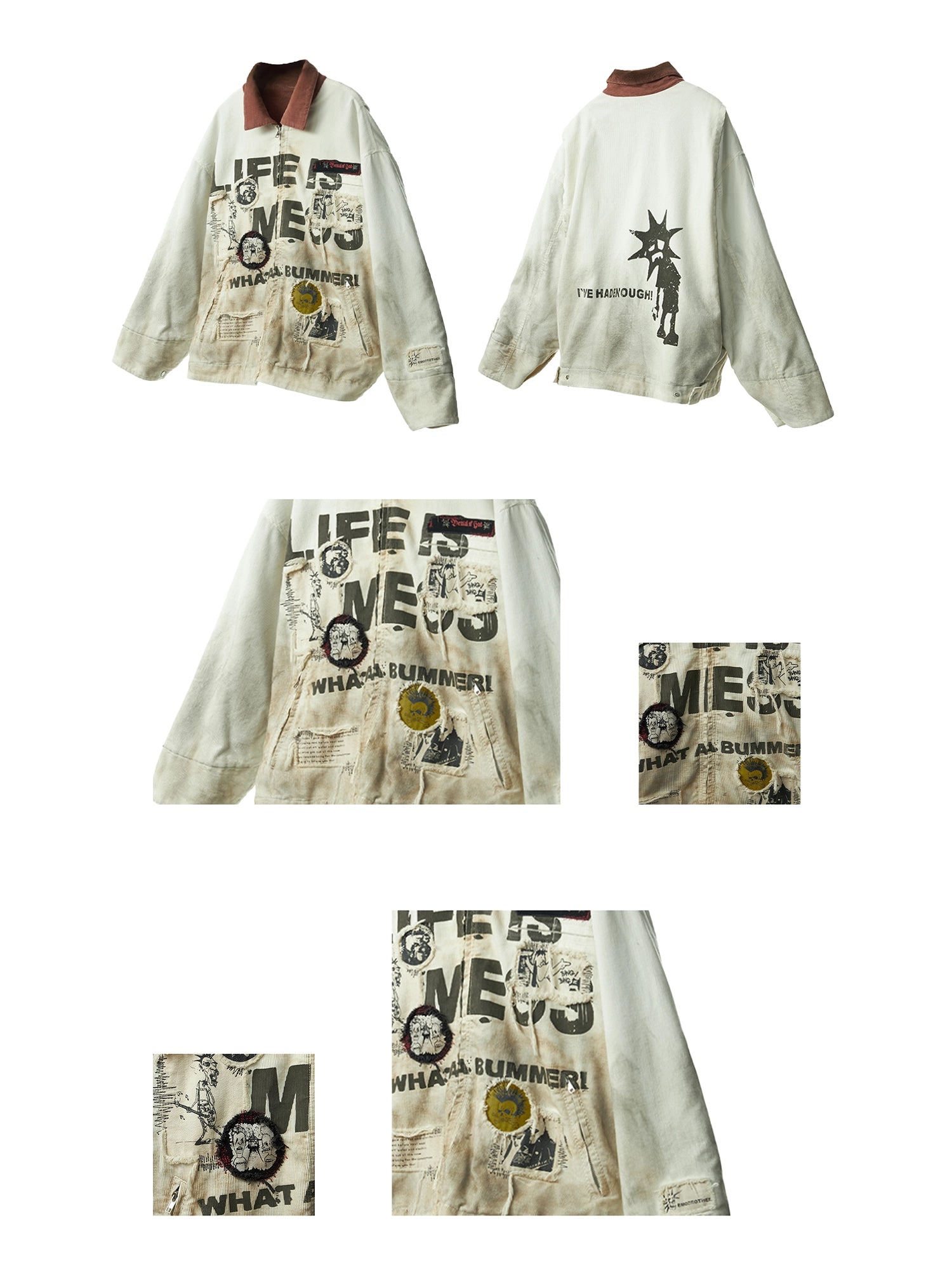 Distressed Stain White Detroit Jacket