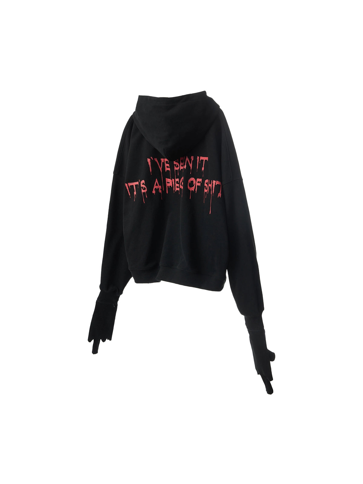 Punk Black Hoodie With Detachable Gloves