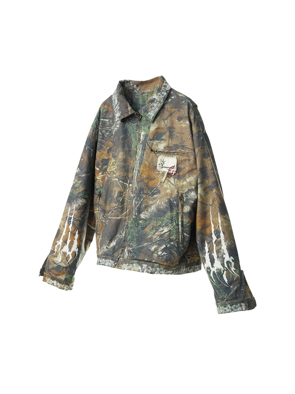 Camouflage Distressed Embroidered Jacket