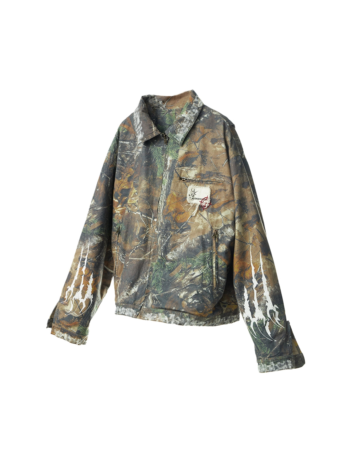 Camouflage Distressed Embroidered Jacket