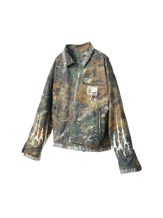 Camouflage Distressed Embroidered Jacket