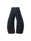 EMO "No Money No Peace" Raw Denim Curved Cut Jeans