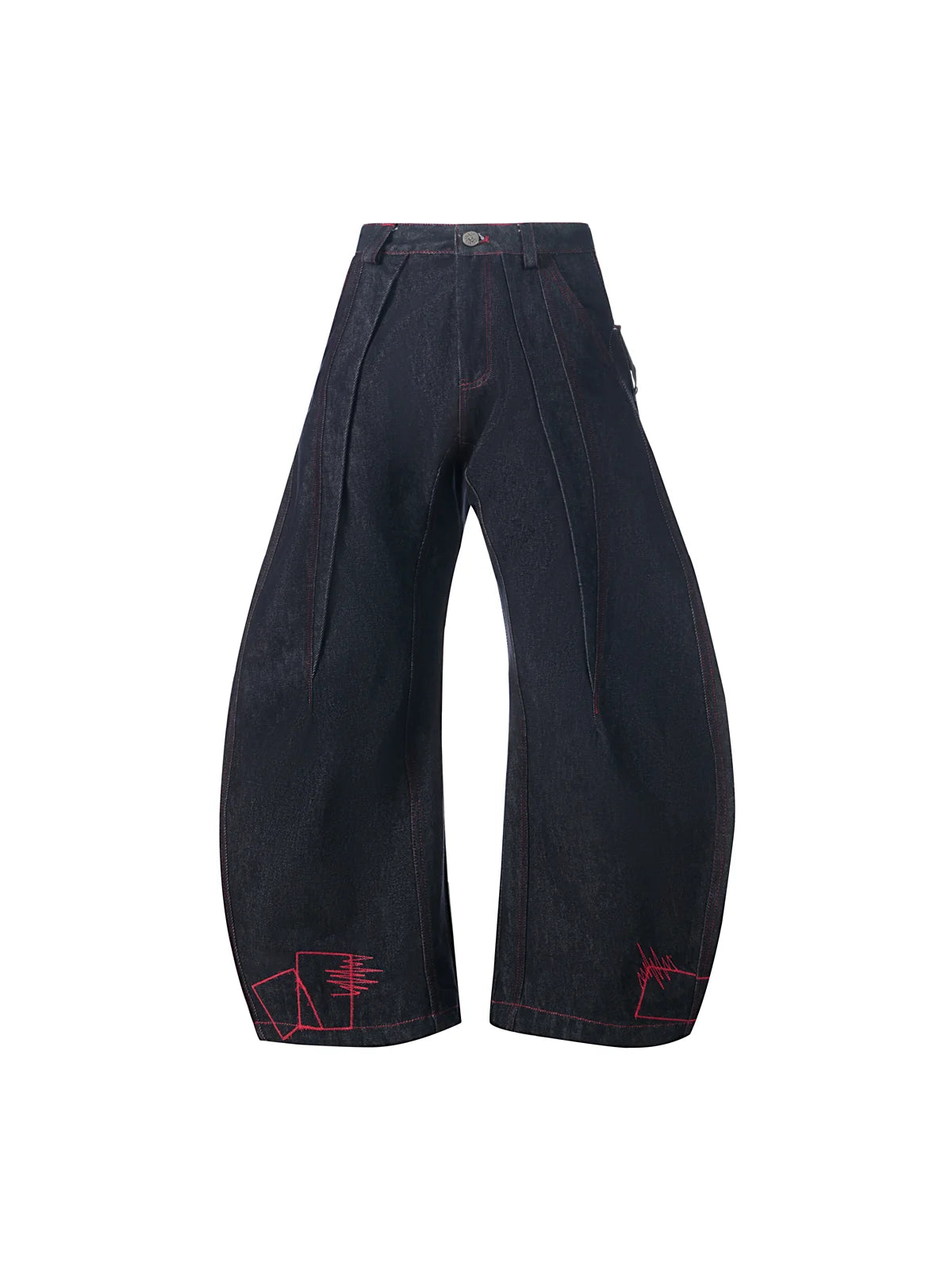EMO "No Money No Peace" Raw Denim Curved Cut Jeans