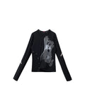 EMO  "Digital Veils" Layered Tee Black