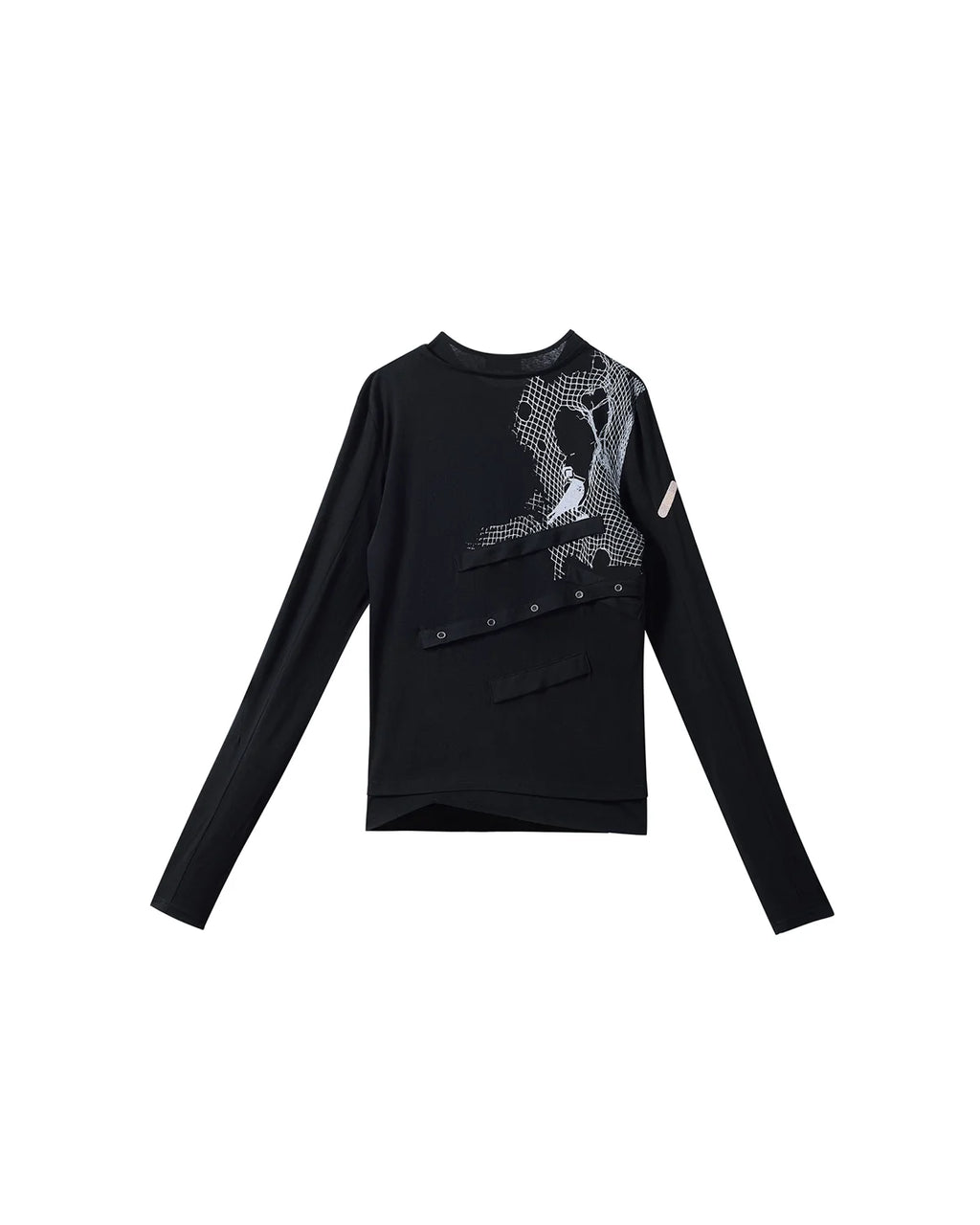 EMO  "Digital Veils" Layered Tee Black