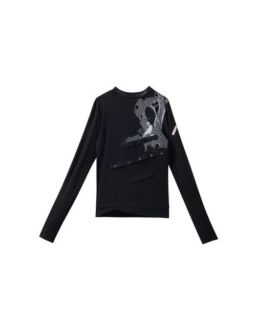 EMO  "Digital Veils" Layered Tee Black