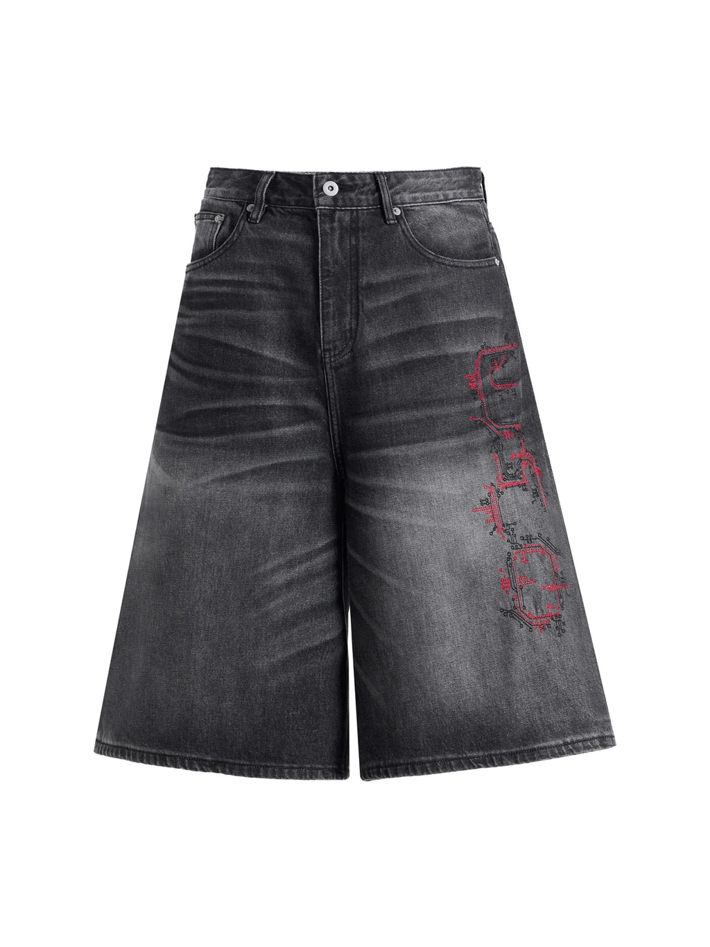 Wide Leg Denim Jorts black