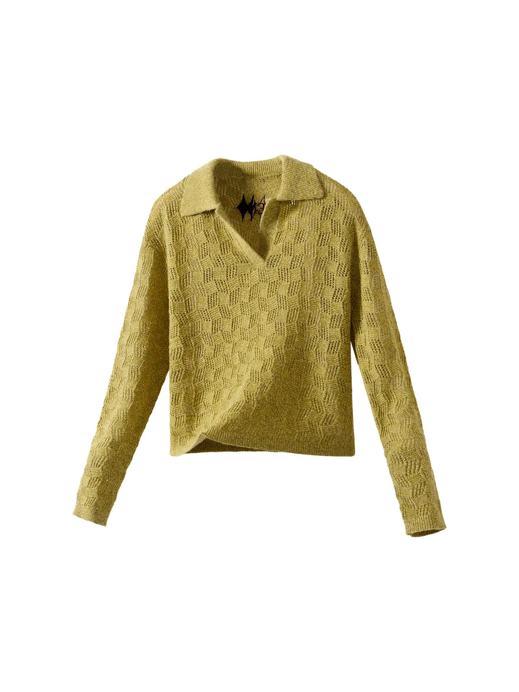 EMO Open-Neck Diamond Knit Relaxed Polo
