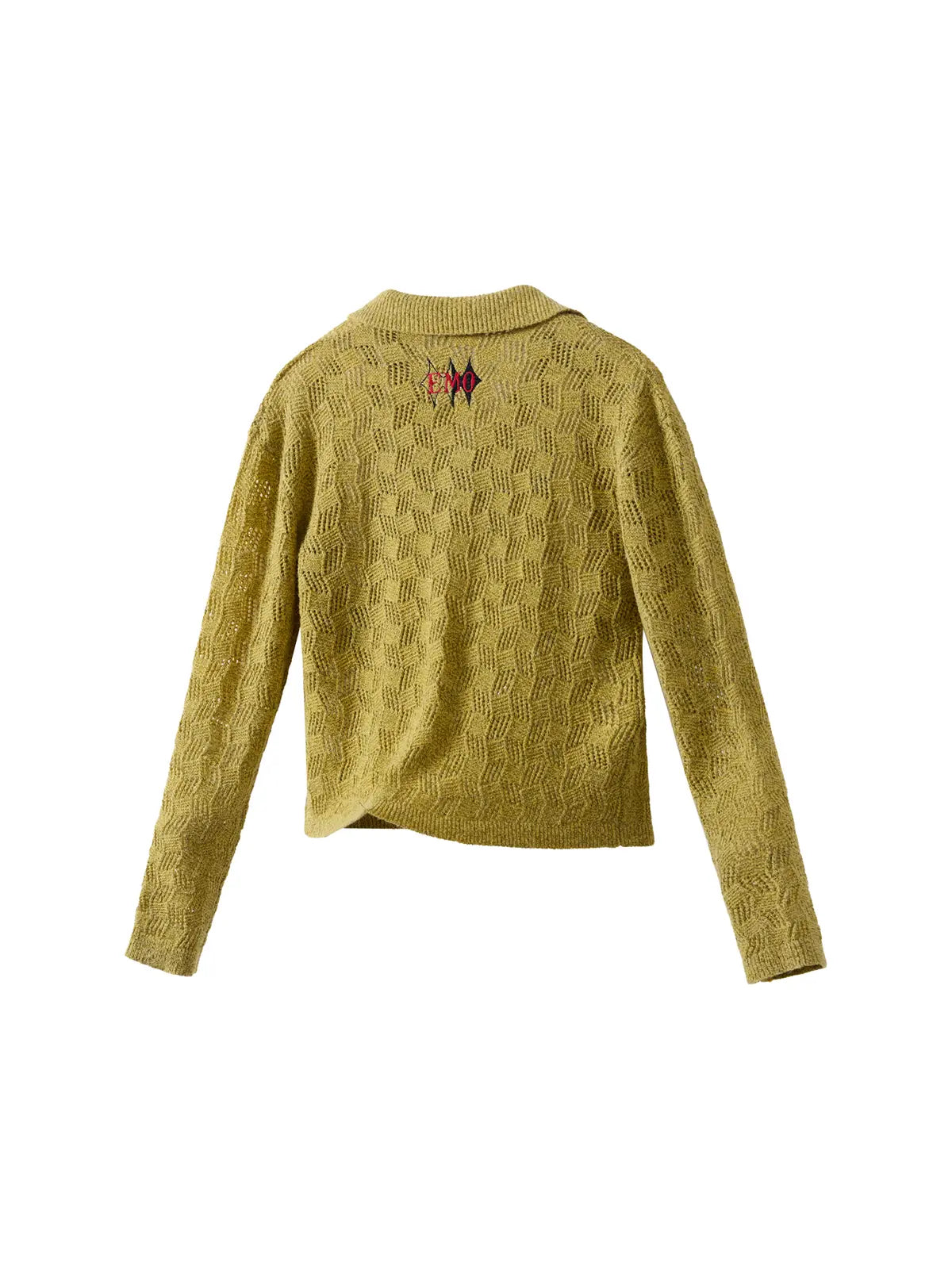 EMO Open-Neck Diamond Knit Relaxed Polo