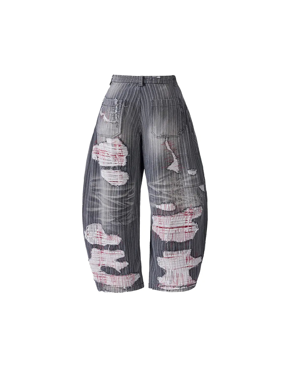 EMO Vertical Stripe Ripped Retro Jeans