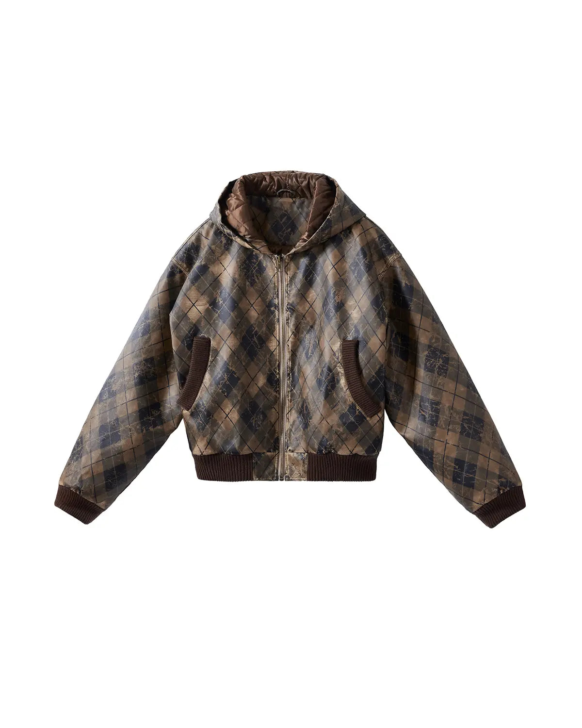 EMO Retro Grid Print Sweat Jacket