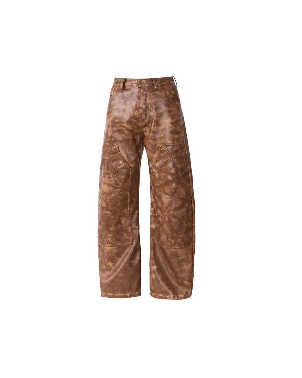 EMO Distressed Studded Faux Leather Trouser