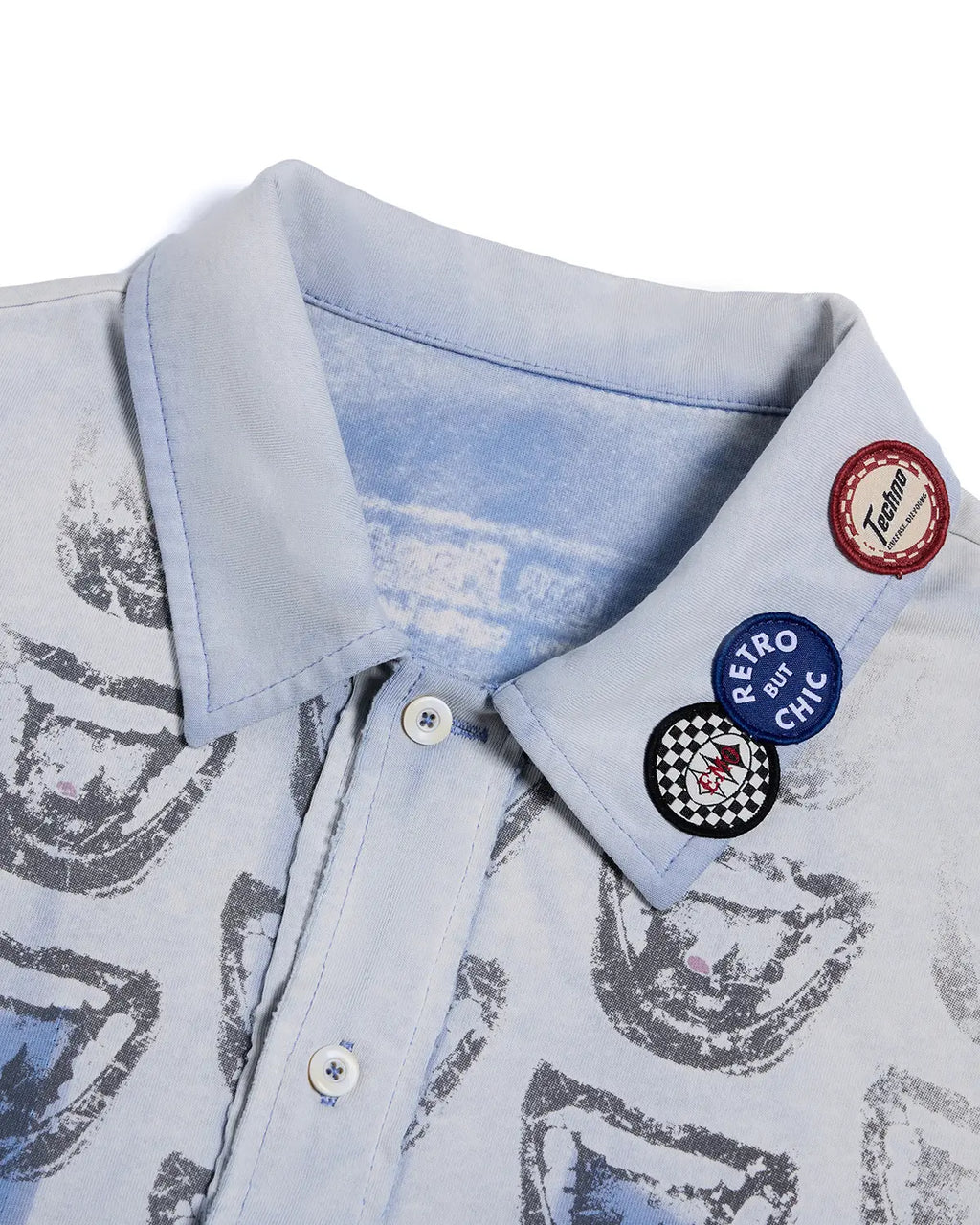 EMO “Taro Candy” Washed Cropped Polo Tee blue