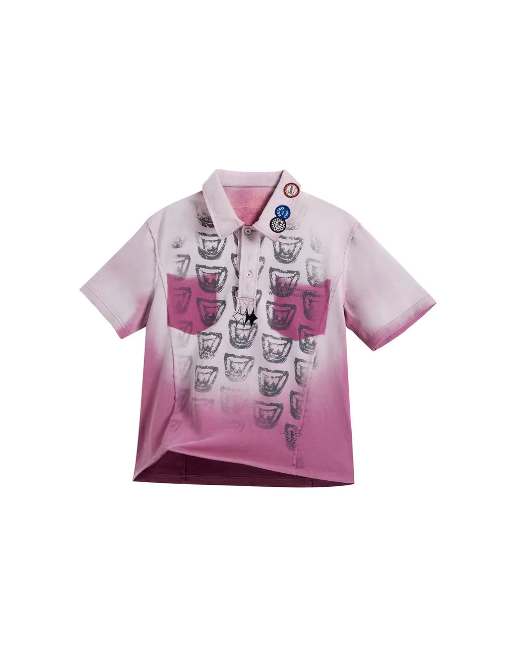 EMO “Taro Candy” Washed Cropped Polo Tee pink
