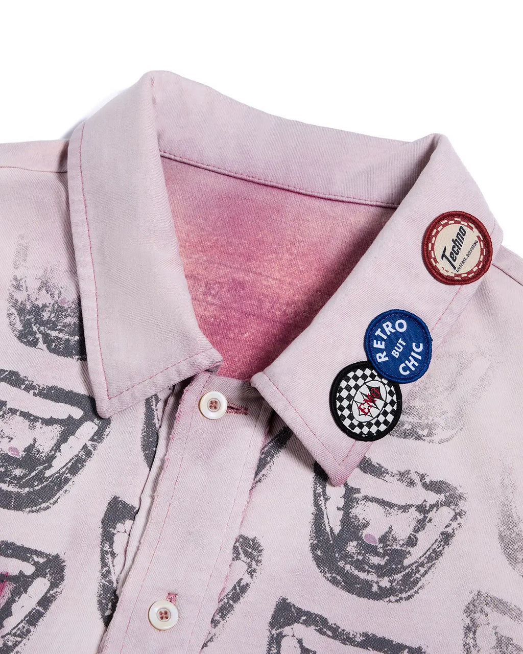 EMO “Taro Candy” Washed Cropped Polo Tee pink