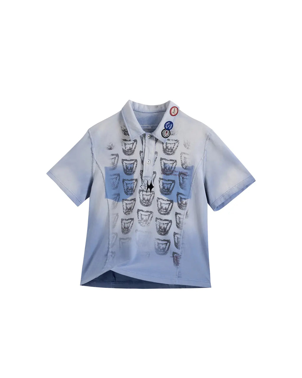 EMO “Taro Candy” Washed Cropped Polo Tee blue