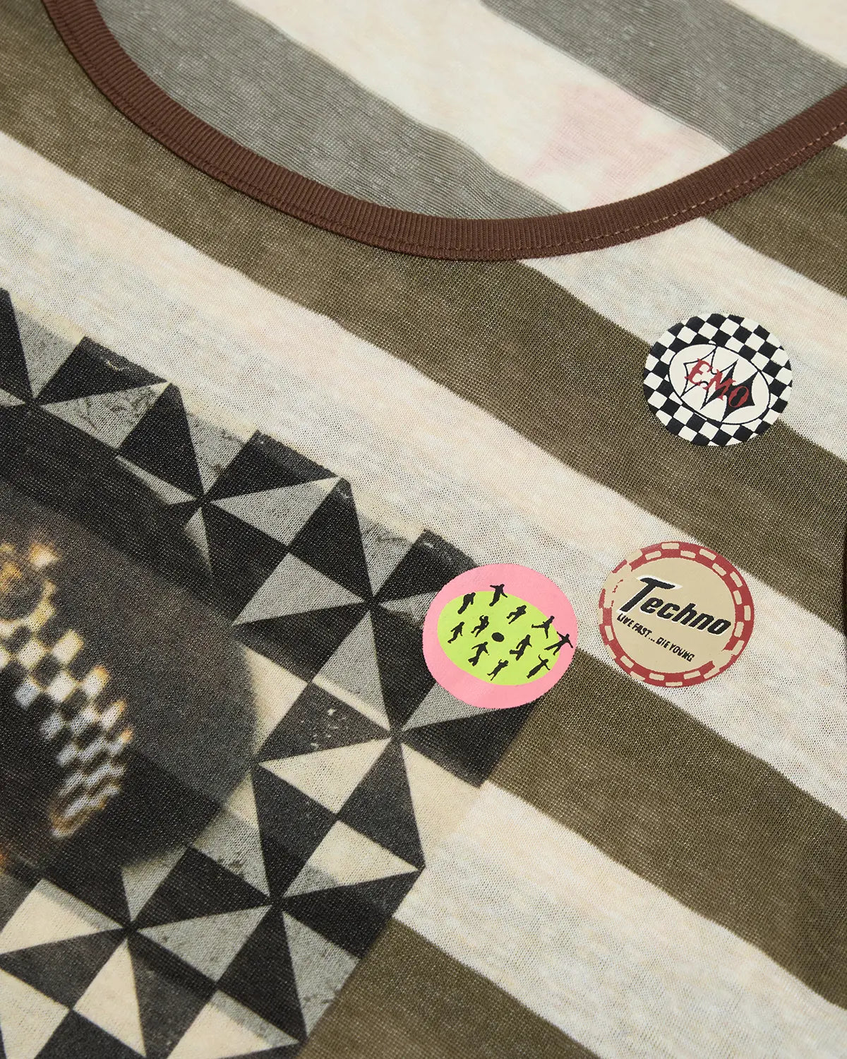 EMO Torn Smiley Stripe Tank