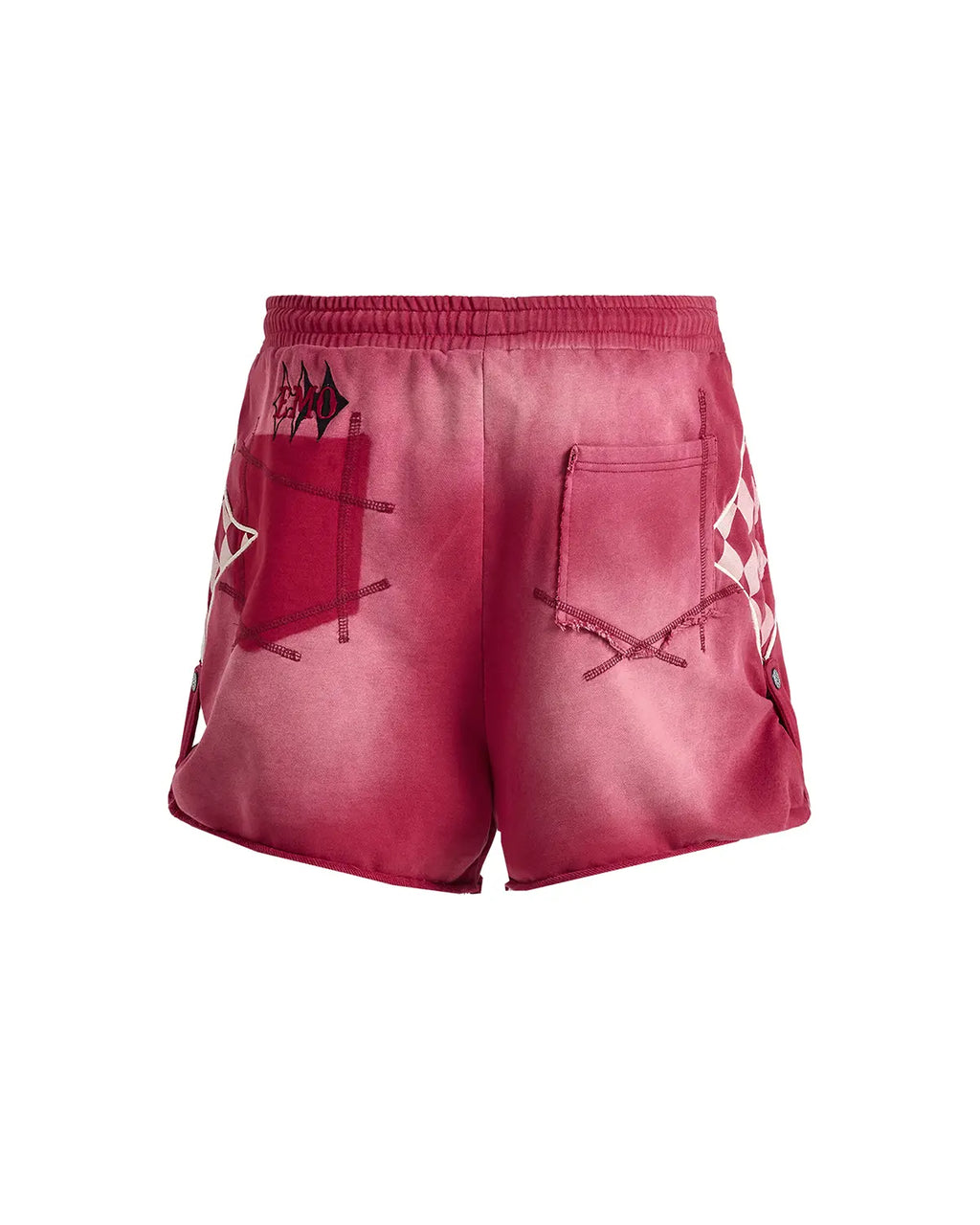 EMO Garment Washed Diamond Quilted Shorts Red