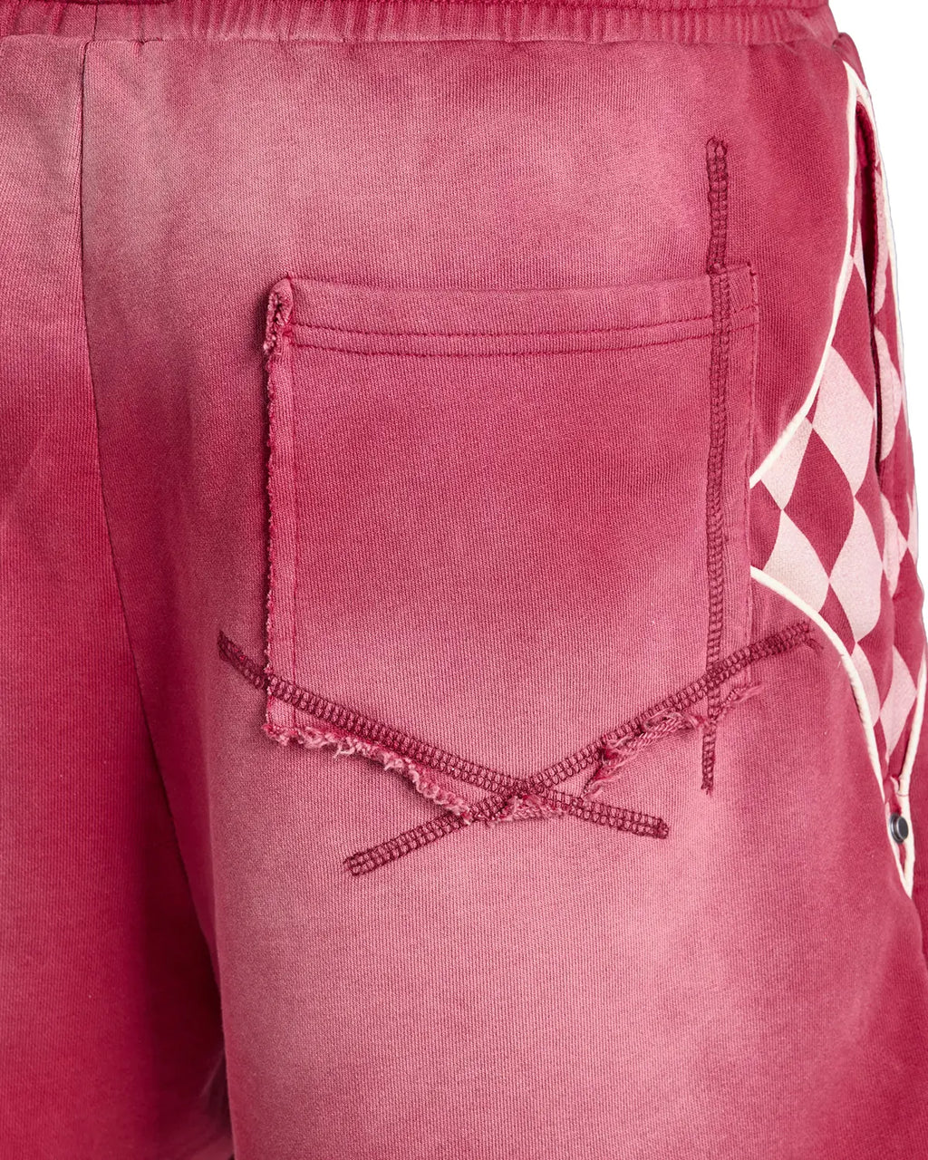 EMO Garment Washed Diamond Quilted Shorts Red