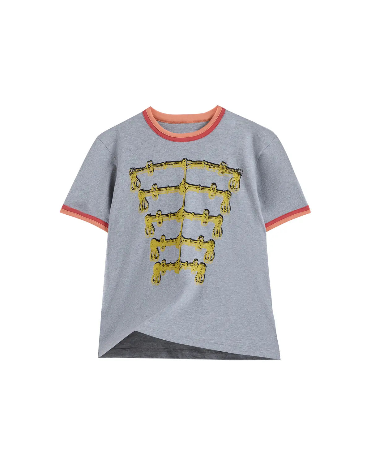 EMO Double-Layer Contrast Rib Print Slim Tee