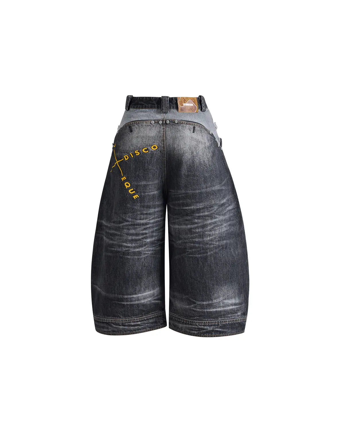 EMO Washed Denim Panel Cropped Jeans