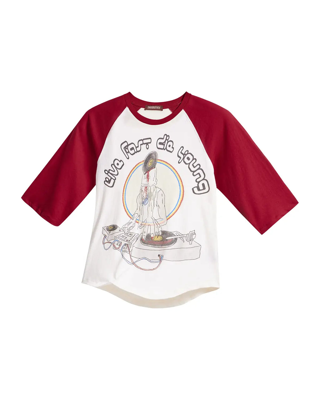 EMO 3/4 Sleeve Raglan Graphic Tee Red
