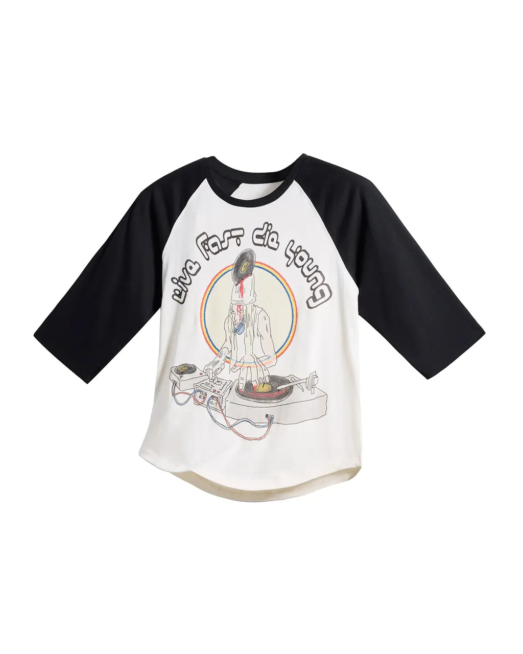 EMO 3/4 Sleeve Raglan Graphic Tee black