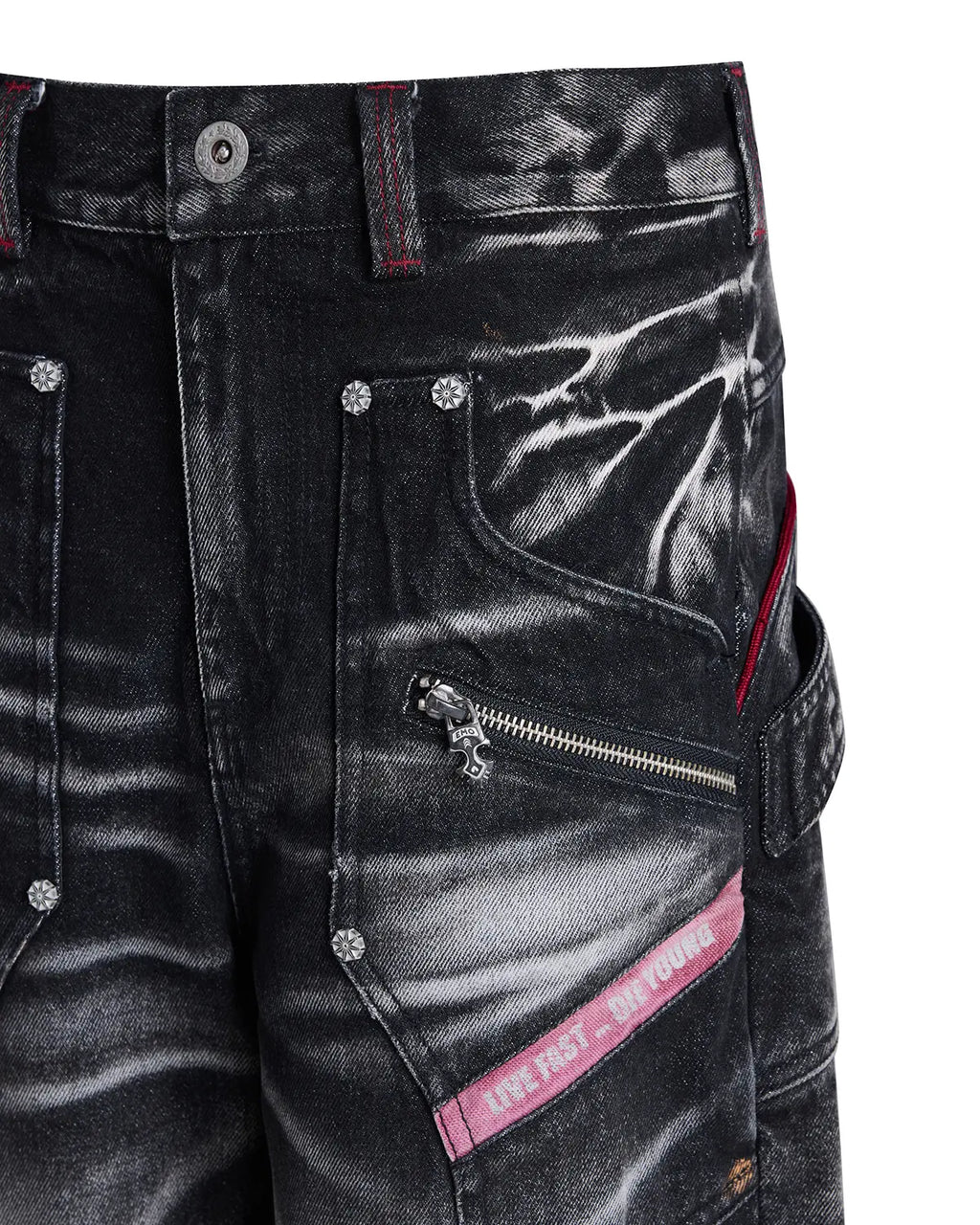 EMO Red Stitch Vintage Wash Slim Jeans