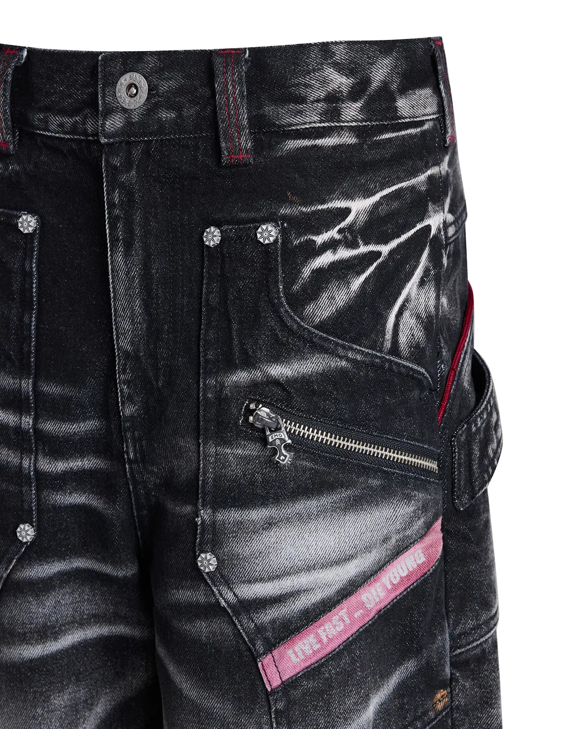 EMO Red Stitch Vintage Wash Slim Jeans