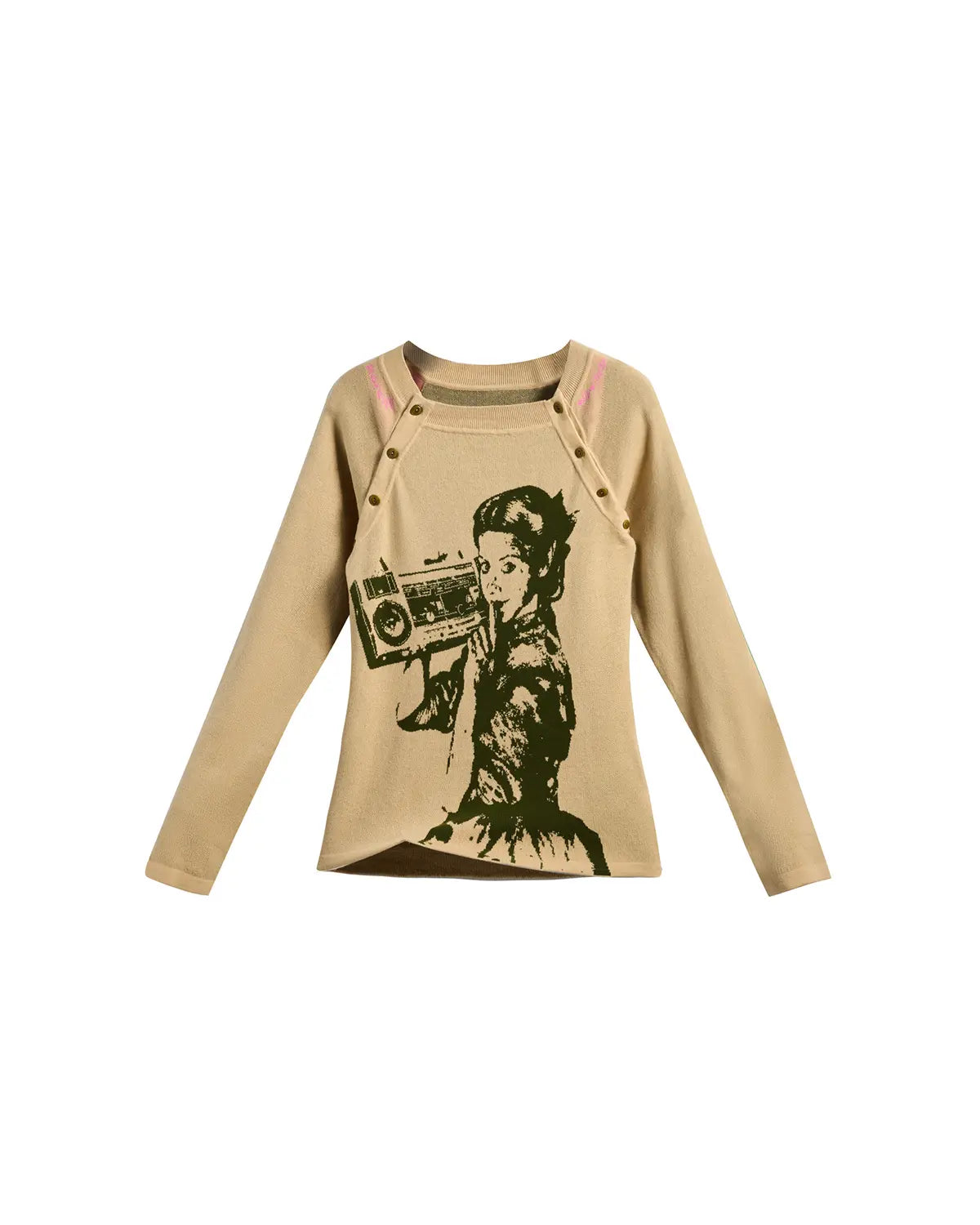 EMO No-Slip Off-Shoulder Ribbed Longsleeve