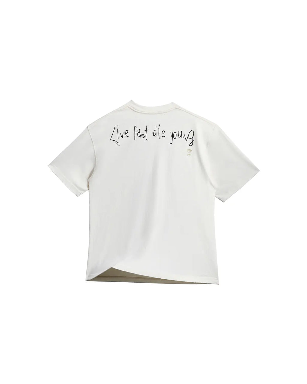 EMO Distressed Camo Washed Cropped Tee White