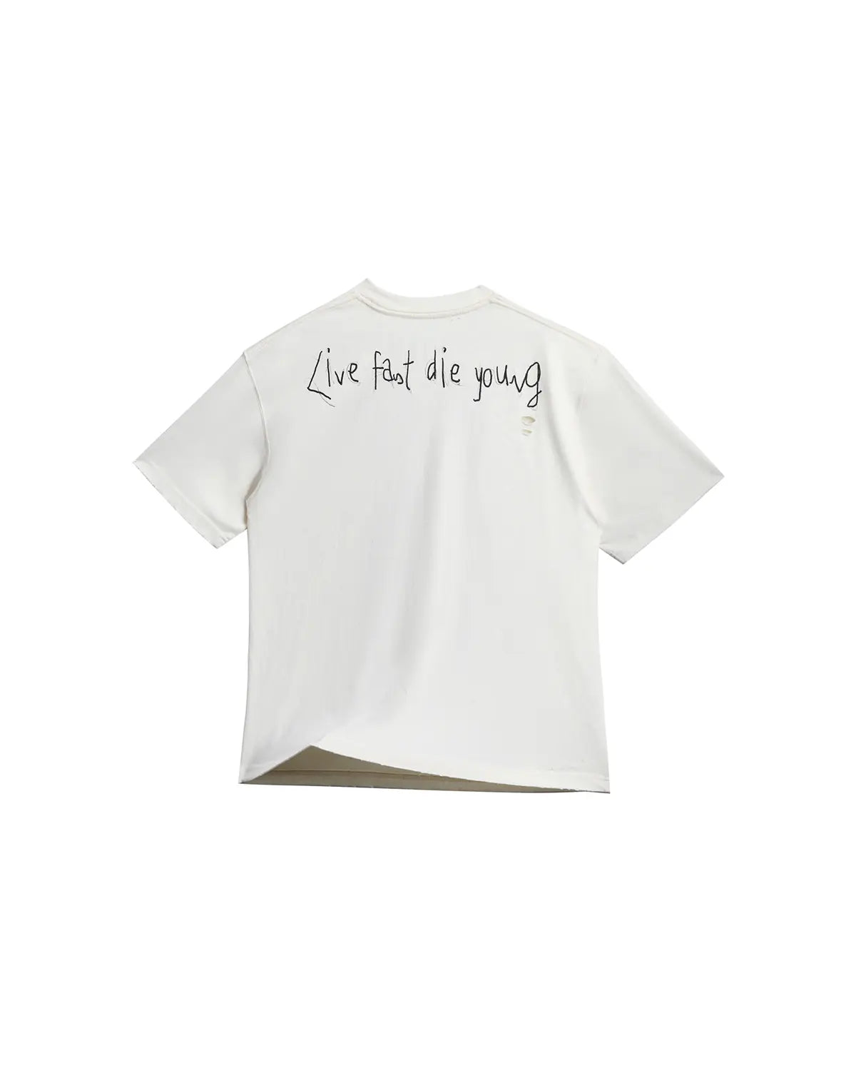 EMO Distressed Camo Washed Cropped Tee（White）