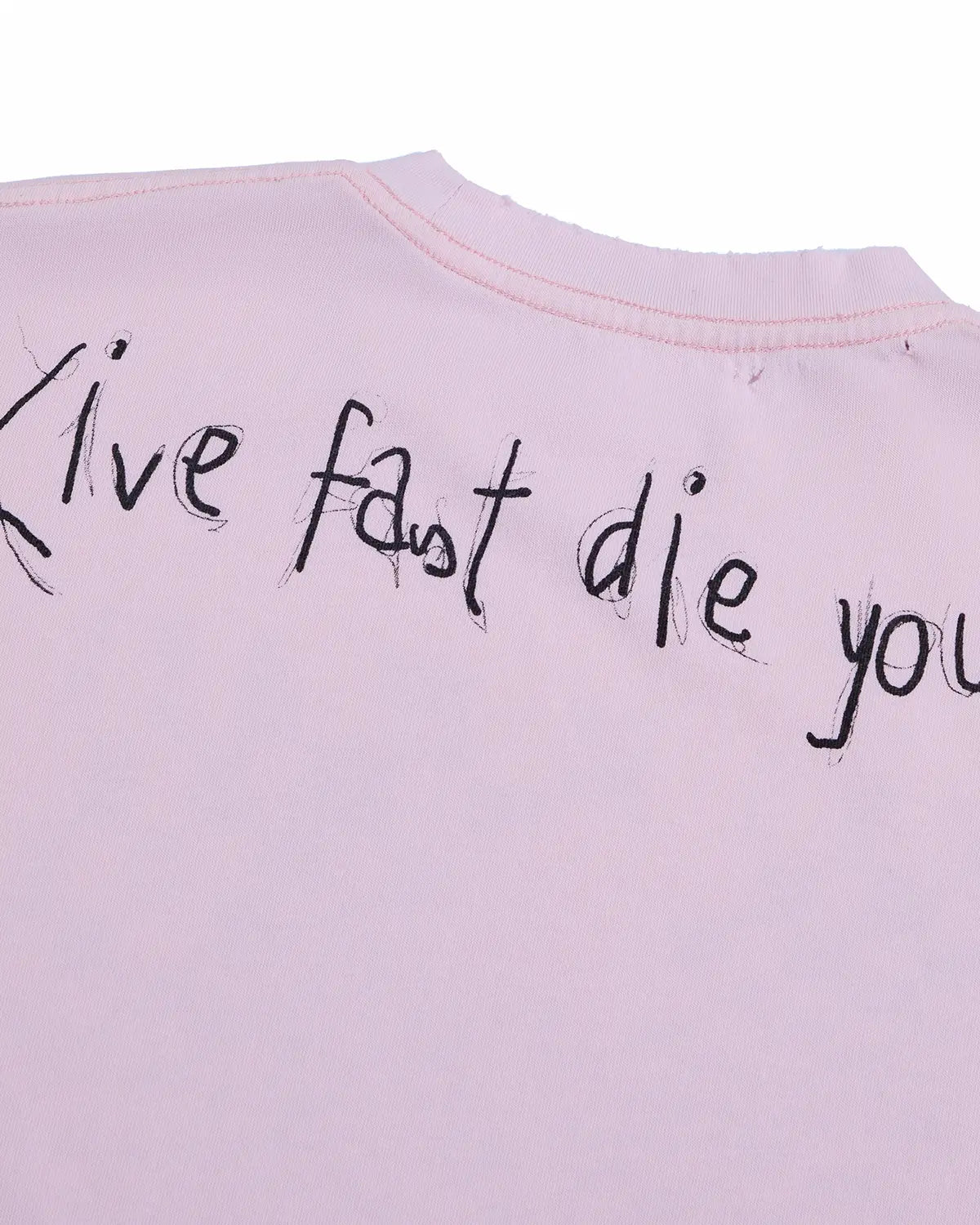 EMO Distressed Camo Washed Cropped Tee（Pink）