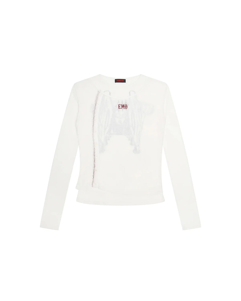 EMO Sheer Layered Graphic Long Sleeve T-Shirt