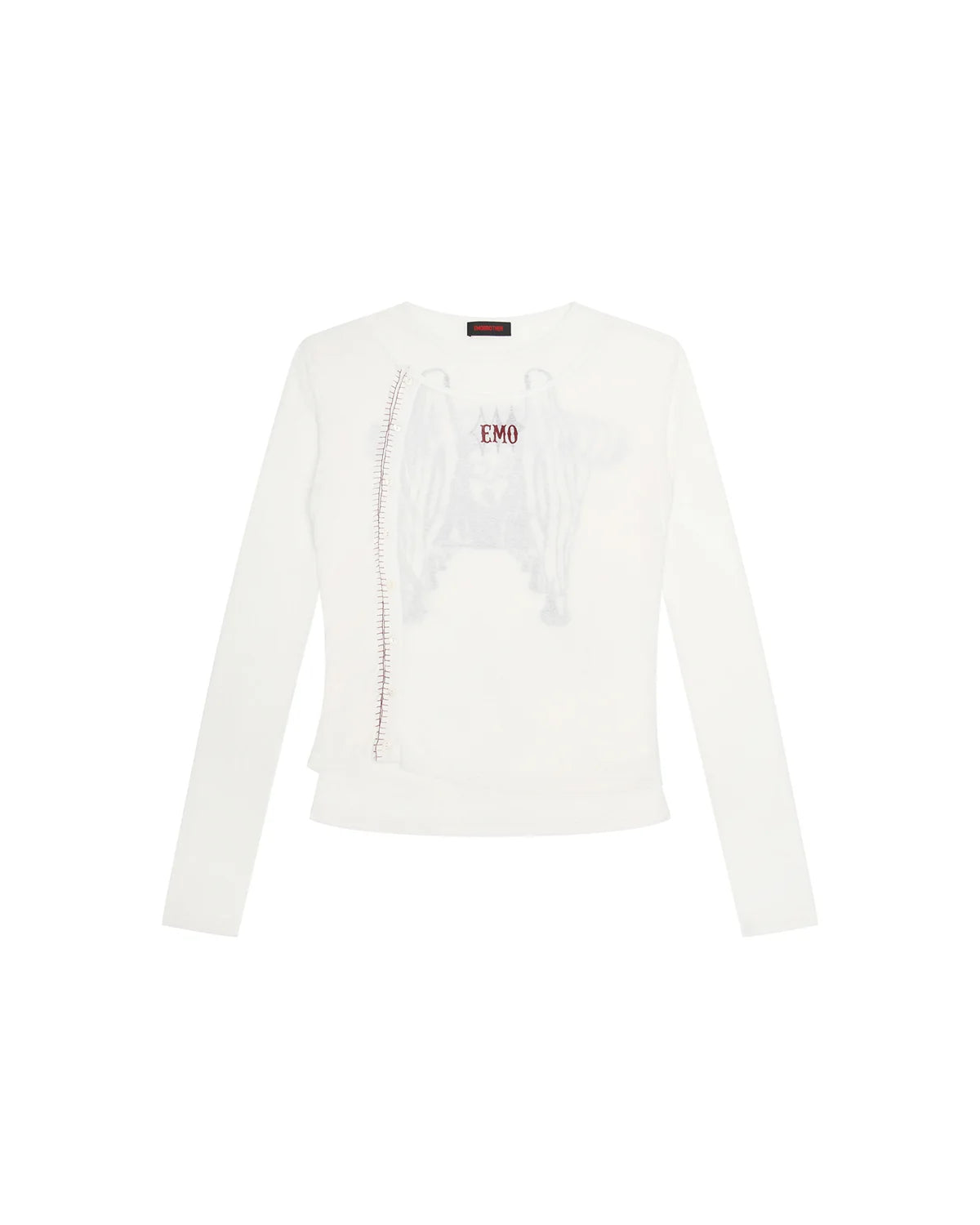 EMO Sheer Layered Graphic Long Sleeve T-Shirt